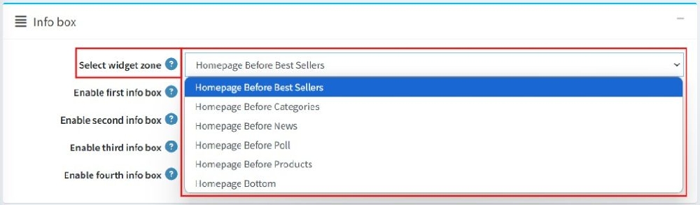 Nexico theme info box widget zone button